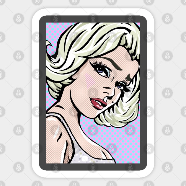 Marilyn Monroe Lichtenstein Sticker by FanboyMuseum